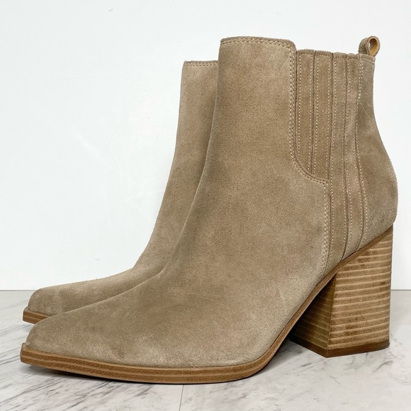 Marc Fisher Oshay Gray Tan Suede Bootie 9.5 - Picture 1 of 14